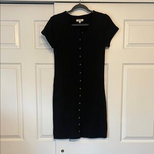 Madewell Black Ribbed Mini Dress